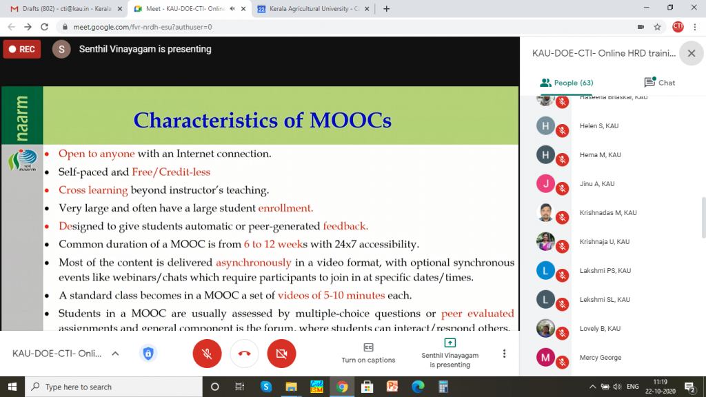 Online HRD training on Innovations in Educational Technology - Dr. S. Senthil Vinayagam Online HRD training on Innovations in Educational Technology - Dr. S. Senthil Vinayagam
